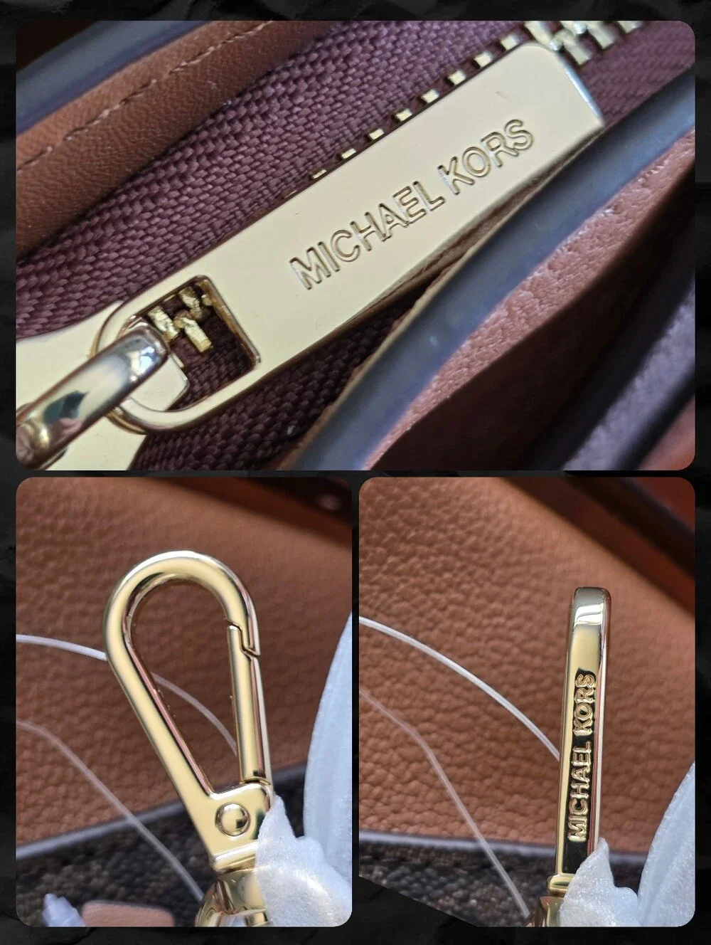 Michael Kors Avril Small Brown MK Signature Coated Canvas Satchel NWT